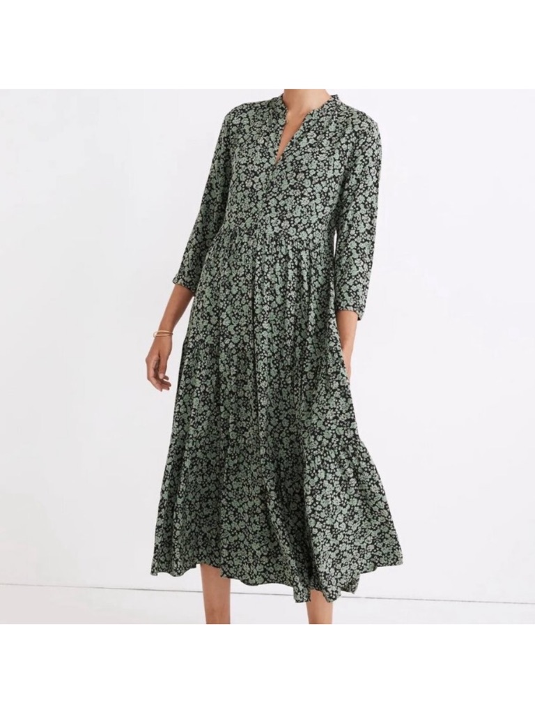 Madewell - Green Floral Midi Dress (Xs)
